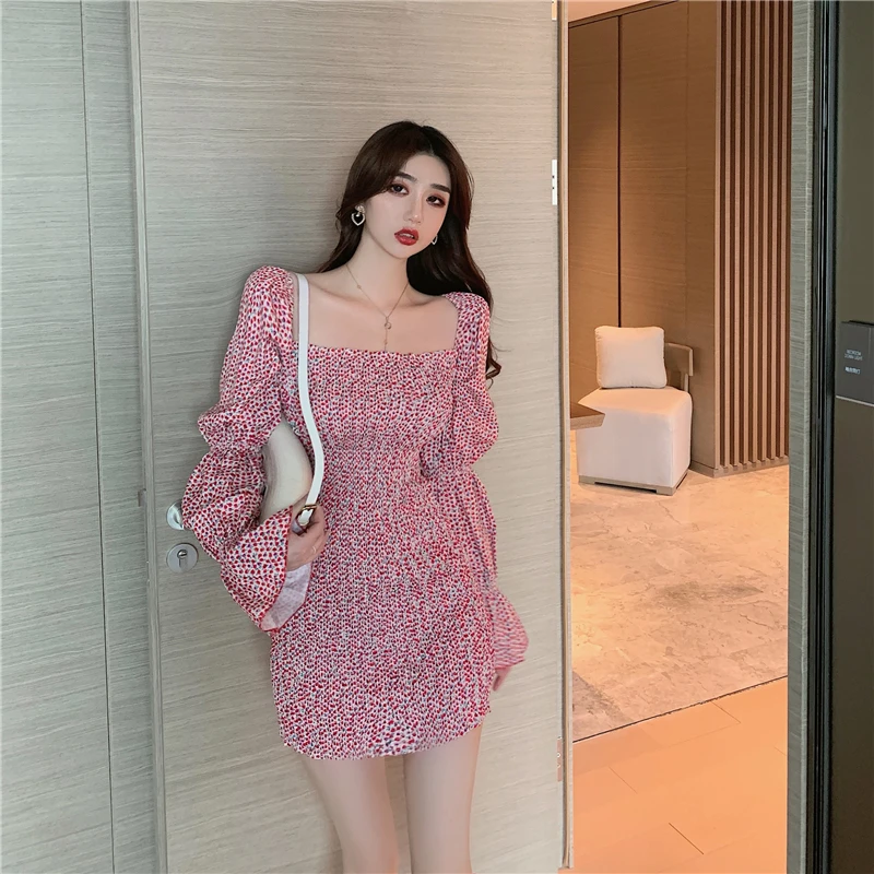Woherb весеннее женское леопардовое мини-платье ретро французское облегающее