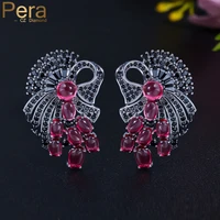 pera aesthetic ruby red cubic zirconia silver color jewelry black gold dangle oval cz drop earrings for female jewelry e711