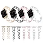 Женский ремешок со стразами для Apple Watch 38 мм 40 мм iWatch 44 мм 42 мм serice 5 4 3 2 из нержавеющей стали ремешок для apple watch band 6