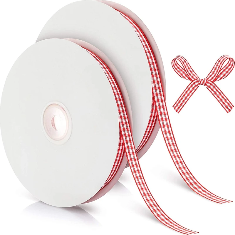 

Лента в клетку 100 ярдов, лента в клетку шириной 3/8 дюйма, ленты в клетку для поделок, лента для упаковки рождественских тортов и подарков