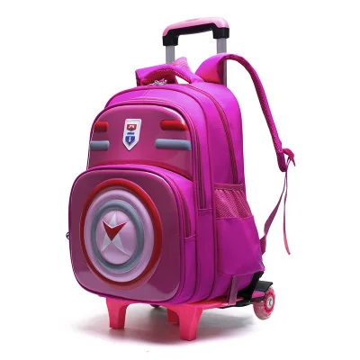 2 wheels Детский 3D рюкзак для мальчиков 5-10 лет, школьная сумка на колесиках, школьный рюкзак, чемодан на колесиках для детей - Цвет: 2 wheels