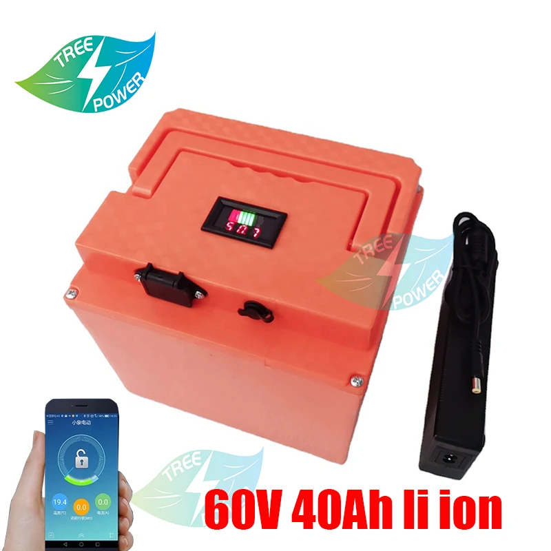 

li ion 60v 40ah lithium ion bateria BMS for 3500W Tricycle scooter bike Motorcycle Citycoco Golf +5A charger