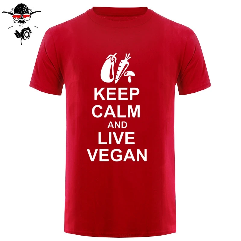 Новая летняя мужская футболка с коротким рукавом Keep Calm And Live Vegan хлопковая