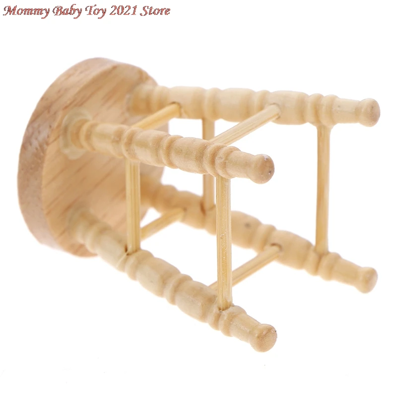 

1/12 Dollhouse Miniature Accessories Mini Wooden Stool Simulation Chair Furniture Model Toy for Doll House Decoration