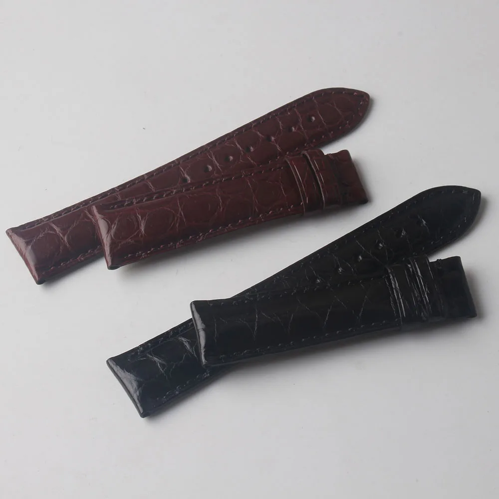 

Watch Strap Leather Watchbands 18 19 20 21 22mm Browm Black Crocodile Watchband Watch Accessories with butterfly buckles Silver