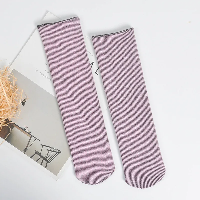 Pink Женские зимние теплые носки бархатные утепленные носки для девочек Рождественские домашние зимние носки для полотенец золотые, серебряные шелковые носки-Тапочки - Цвет: Pink