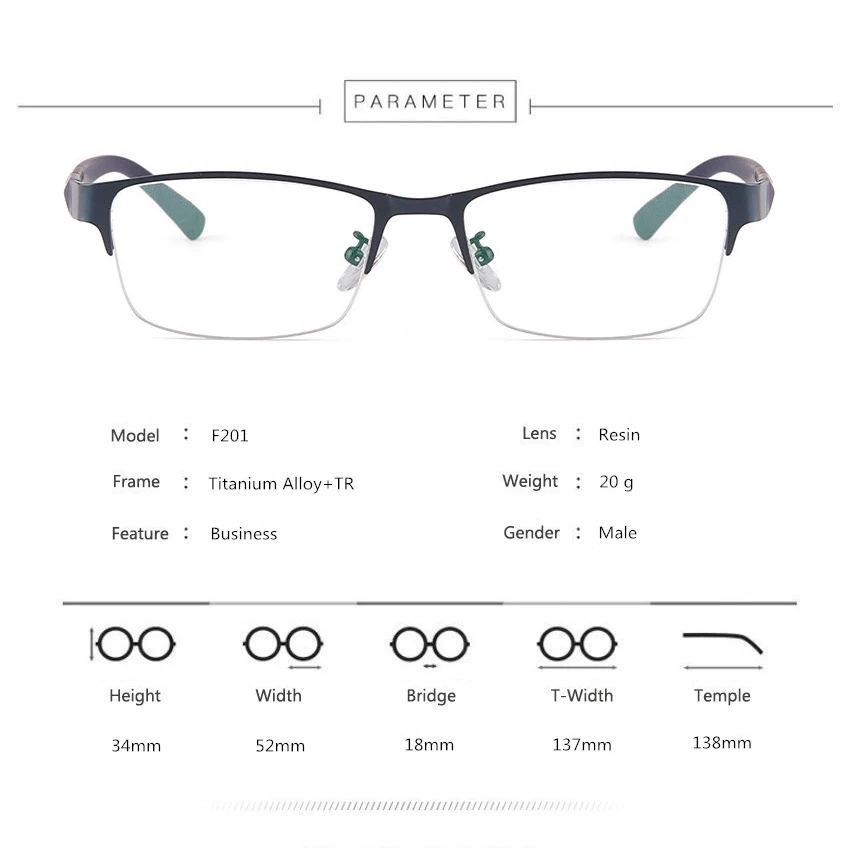 Мужские деловые очки из титанового сплава TR90 дужки полуоправа Мужская