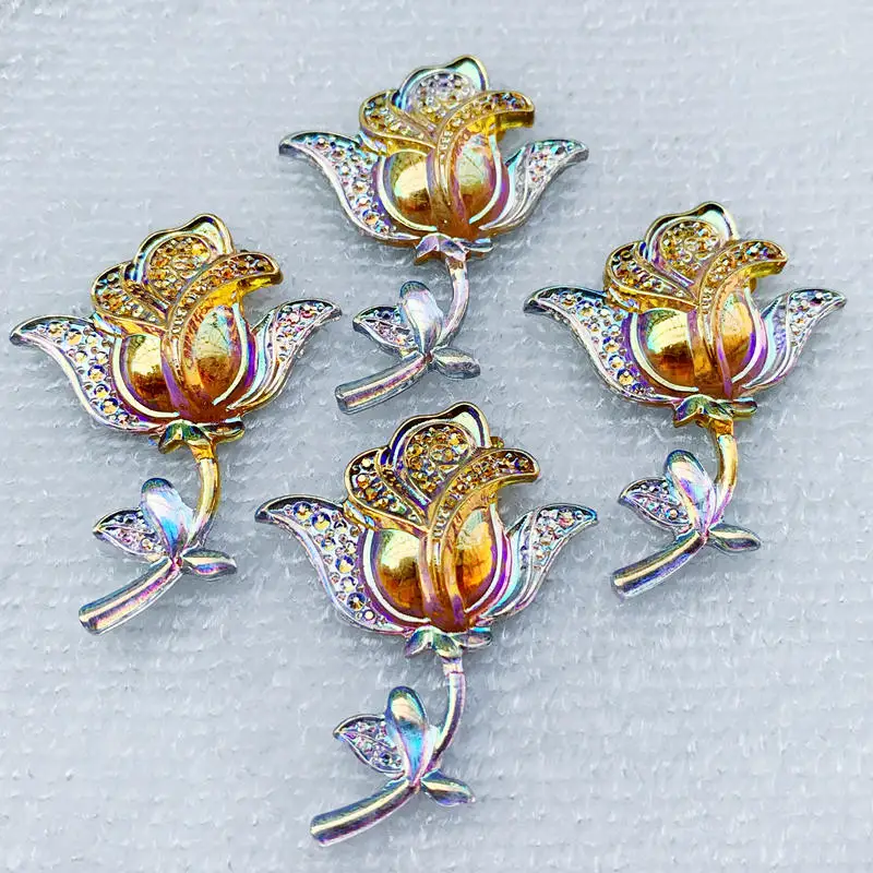 8 шт. 34*45 мм AB Стразы из полимерной смолы с плоским основанием для свадьбы Diy цветок