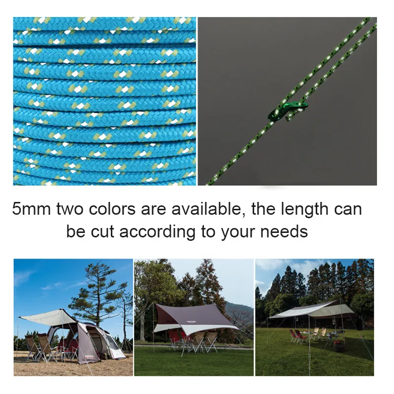 

Hot 5mm Outdoor Reflective Wind Rope Tent Canopy Fastener Strings Climbing Cord Line Clothesline MVI-ing