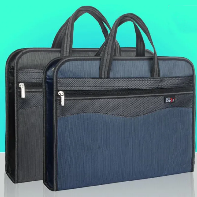 

A4 File Bag Hand-in-Buff Large Folder Pack Canvas Meeting Briefcase Document Ticket Storage Waterproof Organizer Filing Products