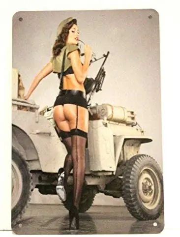 

Bernice Sexy Army Soldier Pinup Girl Tin Poster Sign Photo Vintage Style Man Cave Garage Farmhouse Home Decor