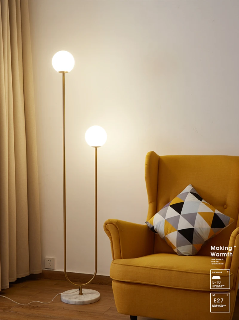 Современная стеклянные напольные светильники лампа E27 со стеклянным абажуром и