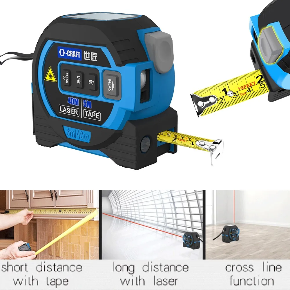

40M 60M Laser Measuring Tape 3-in-1 Display Measuring Ruler Digital Electronic Roulette Measure Cord Mode Laser Measure Tool