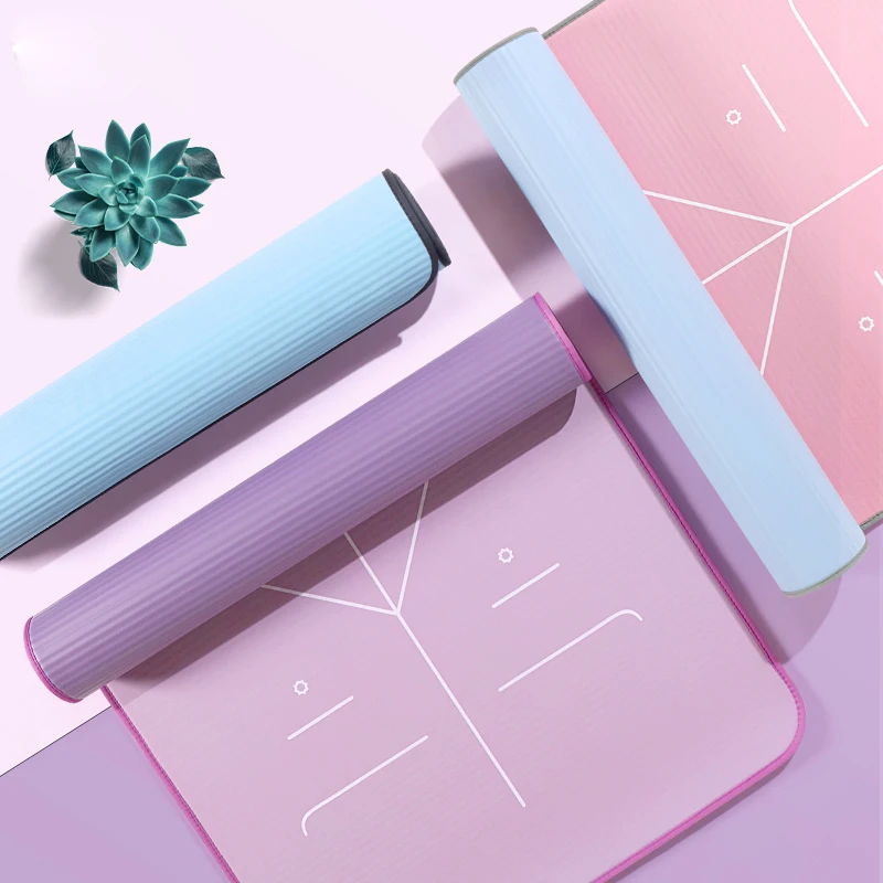 

High Density Yoga Mat 185*80cm Edging Body Position Line Widening, Lengthening And Thickening 10mm Men And Women Non-Slip Sports