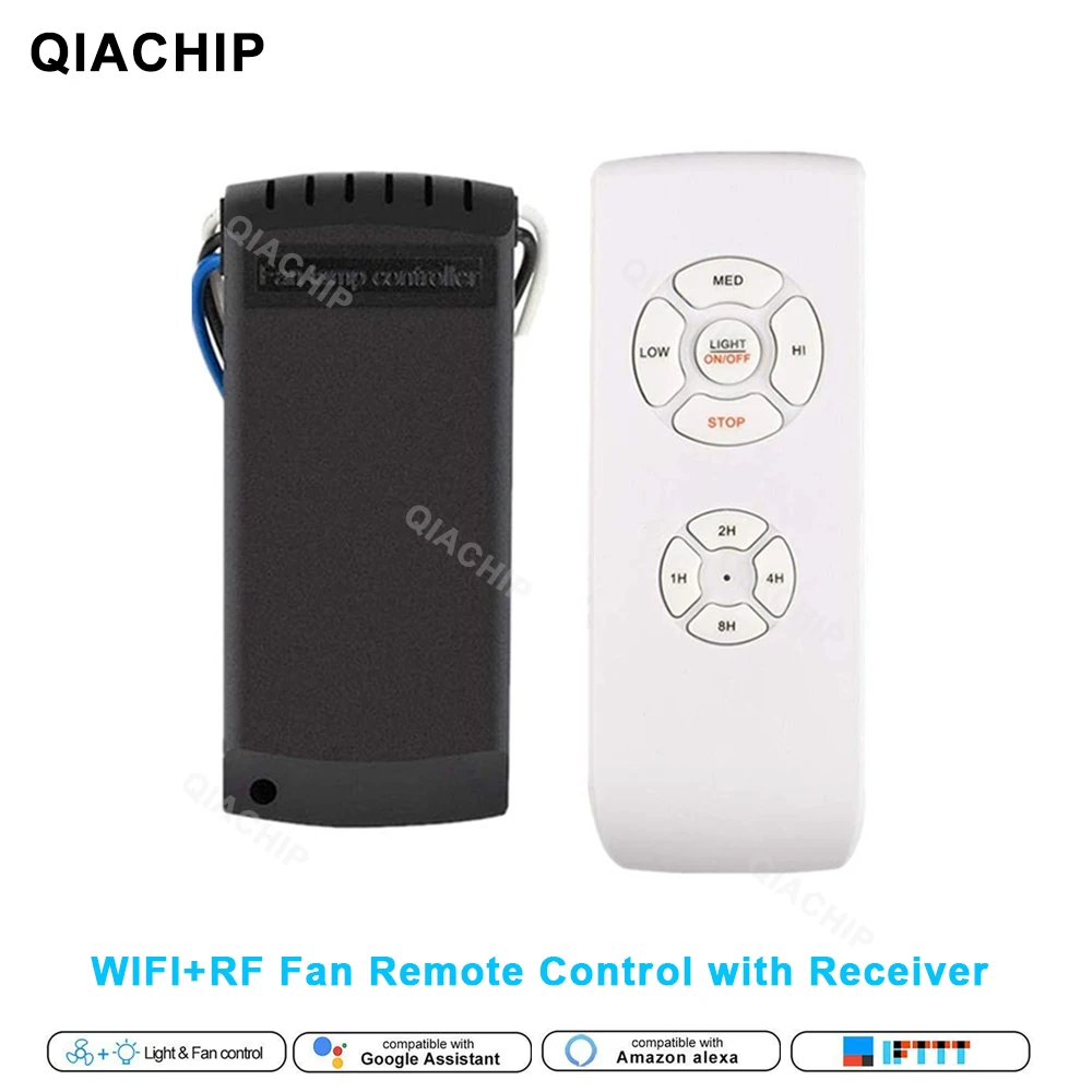 Умный Универсальный потолочный вентилятор QIACHIP 220 В переменного тока Wi Fi пульт