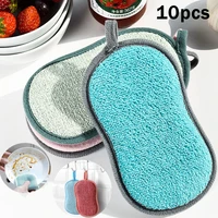 10pcs double sided kitchen cleaning magic sponge kitchen cleaning sponge scrubber sponges for dishwashing bathroom accessories