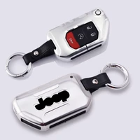 fashion aluminum alloy leather car key case cover for jeep wrangler new jl 2018 for jeep jl remote key auto interior accessories