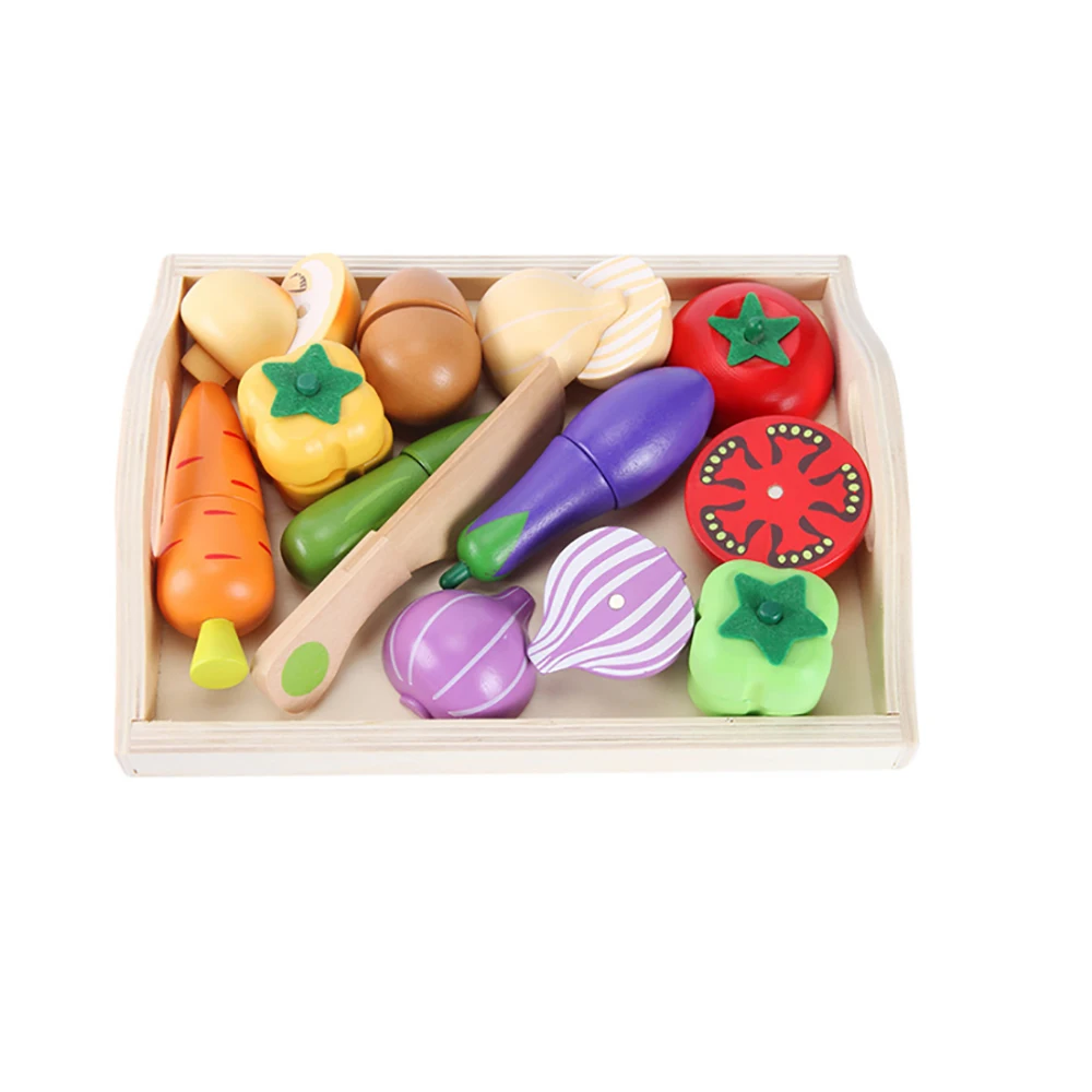 

Magnetic Wooden Fruit And Vegetable Combination Cutting Kitchen Toy Set Children Play Pretend Simulation Playset Kids Xmas Gift