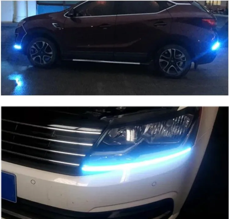 Motorcycle Car DRL LED Sequential Strip Light Flowing Switchback Brake Lights Red Amber Flashing 30cm Knight Rider Turn Signal | Автомобили