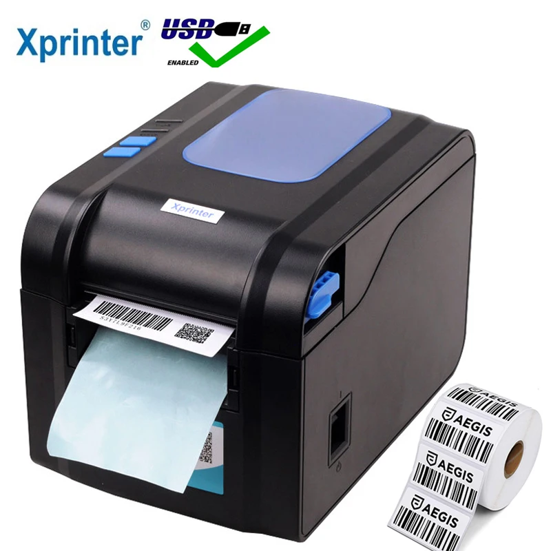 

Принтер штрих-кода Xprinter 370B, термопринтер для чеков, этикеток, QR-код, наклейка, 20-80 мм, автоматическая зачистка