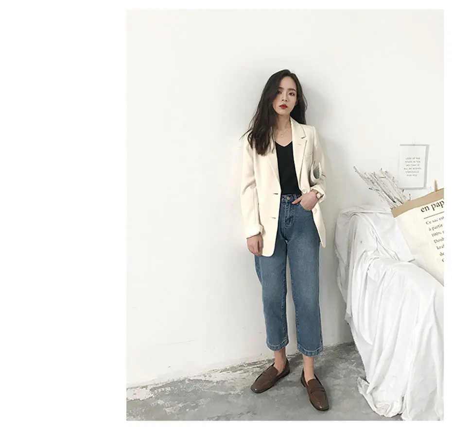 Casual Solid White Blazer Long Sleeve Women Blazers and Jackets Notched blazer mujer blaser feminino Suits Coats Female