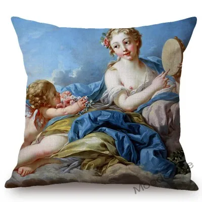 

Французская королевская живопись Франсуа Бауер древний греческий миф Венера Купидон Ангелы цветочный ретро декор наволочка Подушка Чехол наволочка