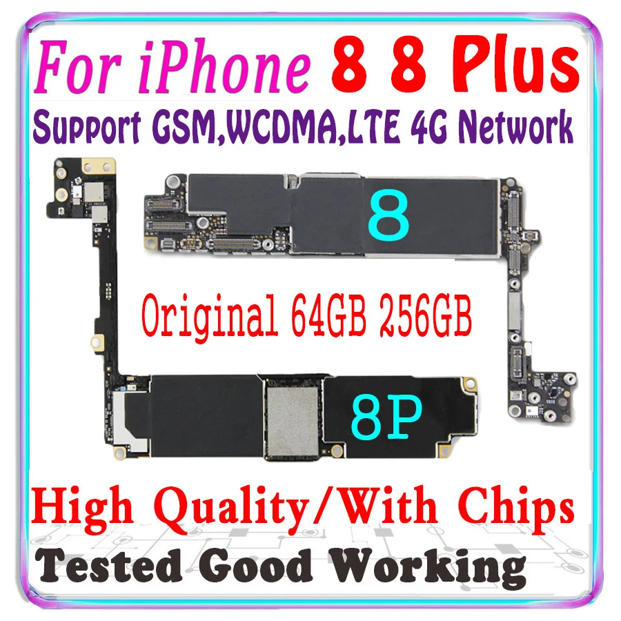 Бесплатный iCloud разблокированный MB для iPhone 8 Plus материнская плата с Touch ID