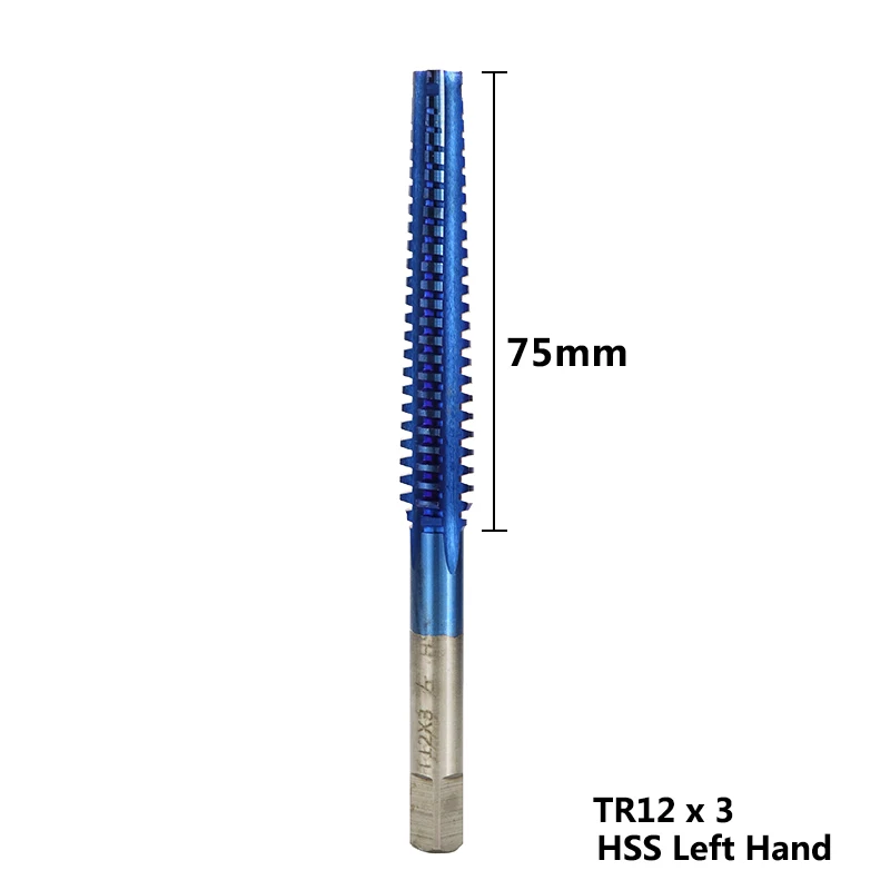 1PC TR12X3.0 Left 1 шт. HSS TR8-TR16mm для левосторонней машины винтовой кран с нано-синим покрытием, трапециевидный резьбовой кран для сверления металла, метрический винтовой кран, сверло - Цвет: 1PC TR12X3.0 Left