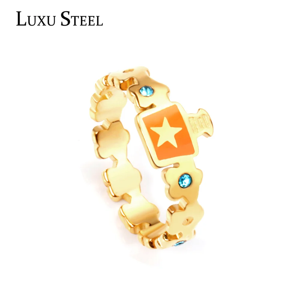 LUXUSTEEL изображение звезды кольца для женщин Золотой Цвет кубический цирконий