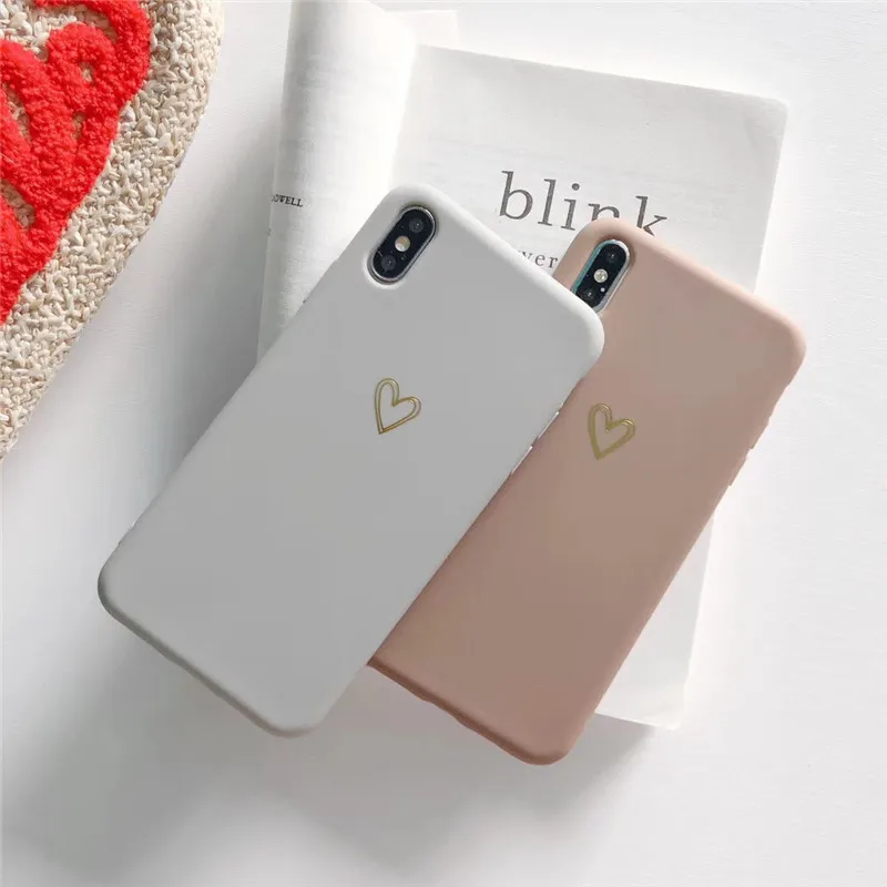 Чехол для телефона с покрытием сердечками iPhone 12 Mini 11 Pro Max XR XS 6 7 8 Plus X карамельных