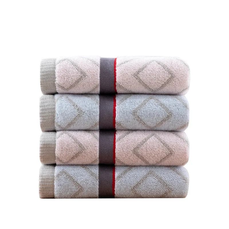 

1Pc 34x75cm 100% Cotton Simple Plaid Jacquard Soft Home Hotel Bathroom Adult Hand Towel