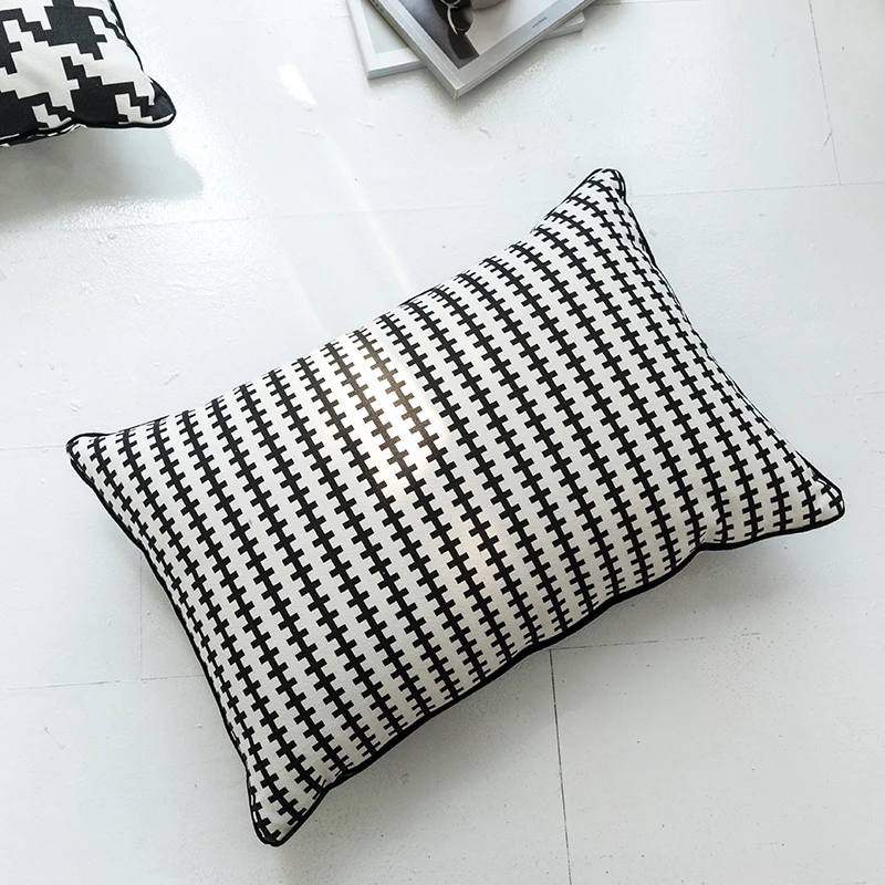

Black White Cushion cover 45x45cm/35x55cm Hounds tooth Pillow Cover Canvas Home Decoration For Sofa Bed Durable Zip Open