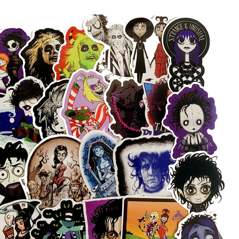 61pcs Stickers Tim Burton Classic Movie Edward Scissorhands Graffiti Sticker For Skateboard Laptop Bicycle Waterproof Decals F4