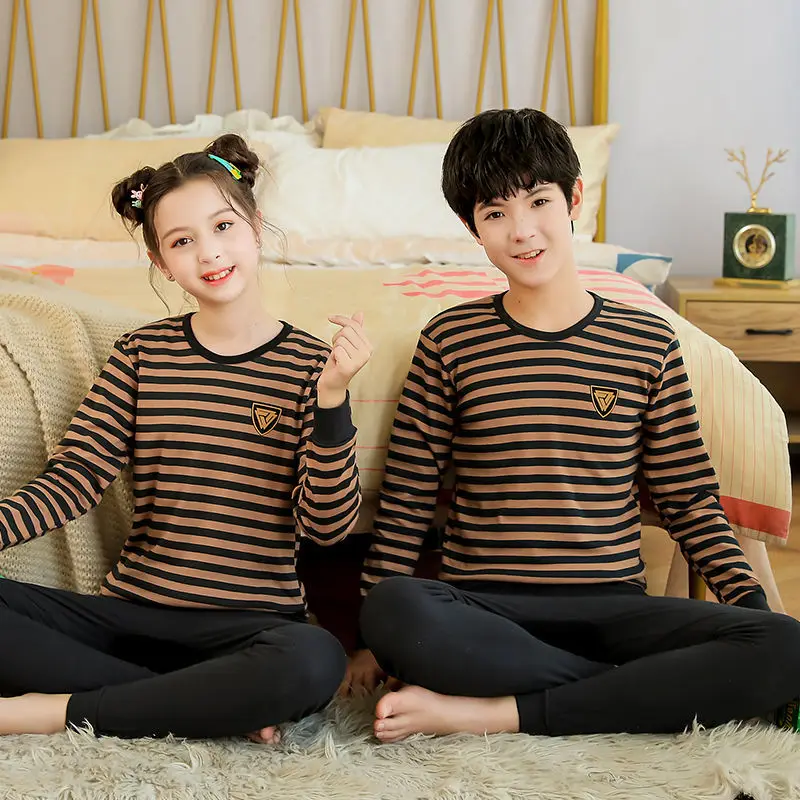 Conjuntos de pijamas de manga larga para beb&eacute;s, pijamas de algod&oacute;n para adolescentes, ropa de casa, 2 uds.-3