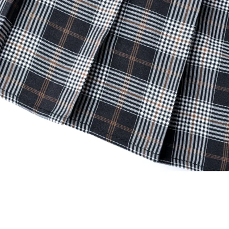 

Women Plaid Pleated Mini Skirts Preppy Style New Arrival Winter All-match Slim Students Adjustable Belt Waist Chic Streetwear