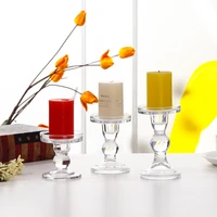 crystal glass vintage candle holders party wedding decorations original transparent candlestick pillar table bougeoir home decor