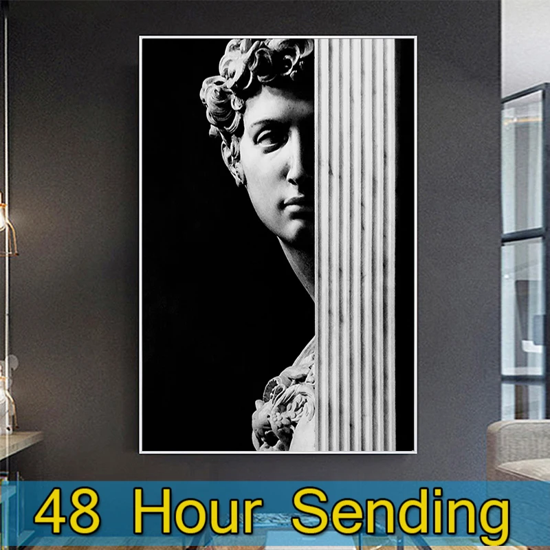 Скульптура Дэвида абстрактная художественная черно-белая печать на холсте