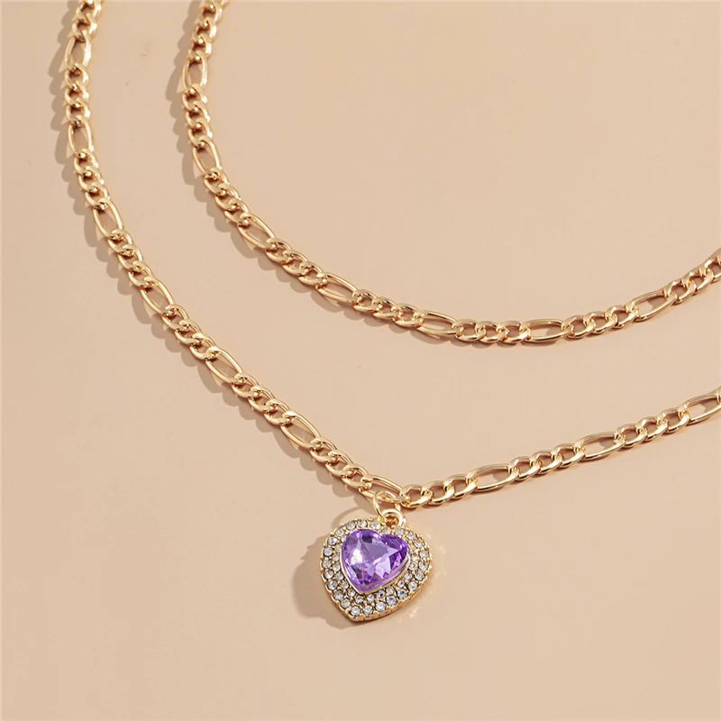 

Ailodo Multicolor Crystal Heart Chokers Necklace For Women Dluble Layers Party Wedding Statement Necklace Collier Jewelry Gift