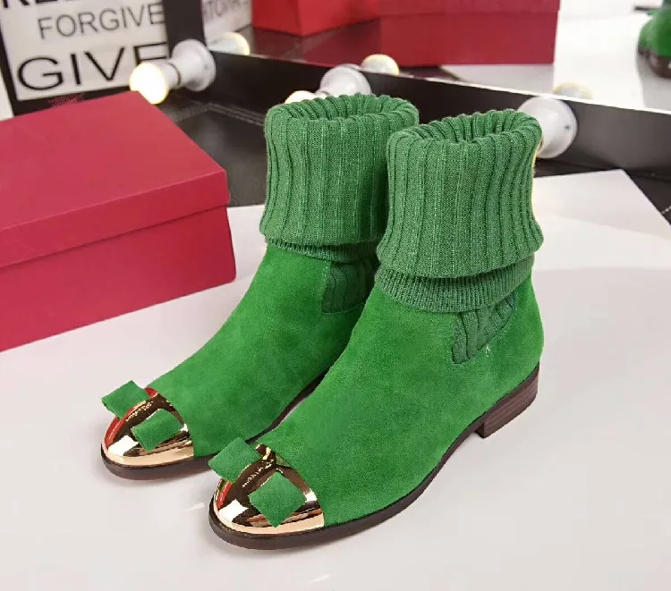 Вязаные сапоги женские до середины икры Bota Feminina зимние Botas Mujer обувь с кристаллами