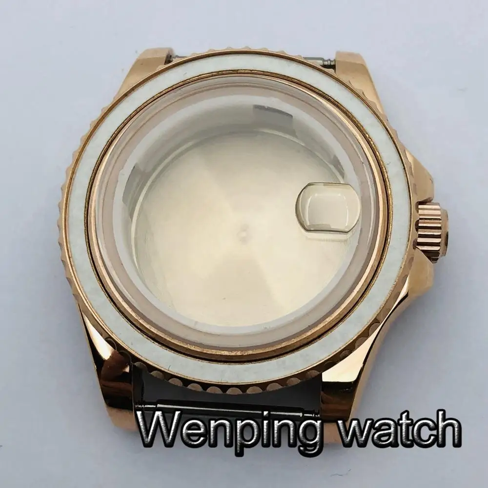 40 мм розовое золото стерильный чехол Двусторонняя вращающаяся рамка сапфировое