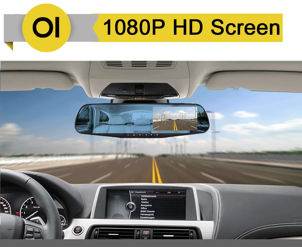 4,3 ''двойной объектив с камерой заднего вида камера заднего вида FHD 1080P ночного видения Автомобильный видеорегистратор регистрационная видеокамера