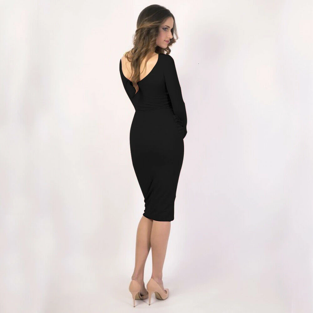 Элегантное женское платье с длинным рукавом облегающее повседневное вечернее
