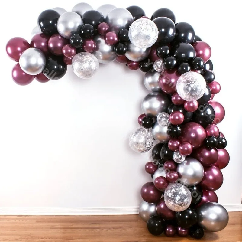16ft бордовый черный и серебристый воздушный шар свода стопы комплект гирлянды