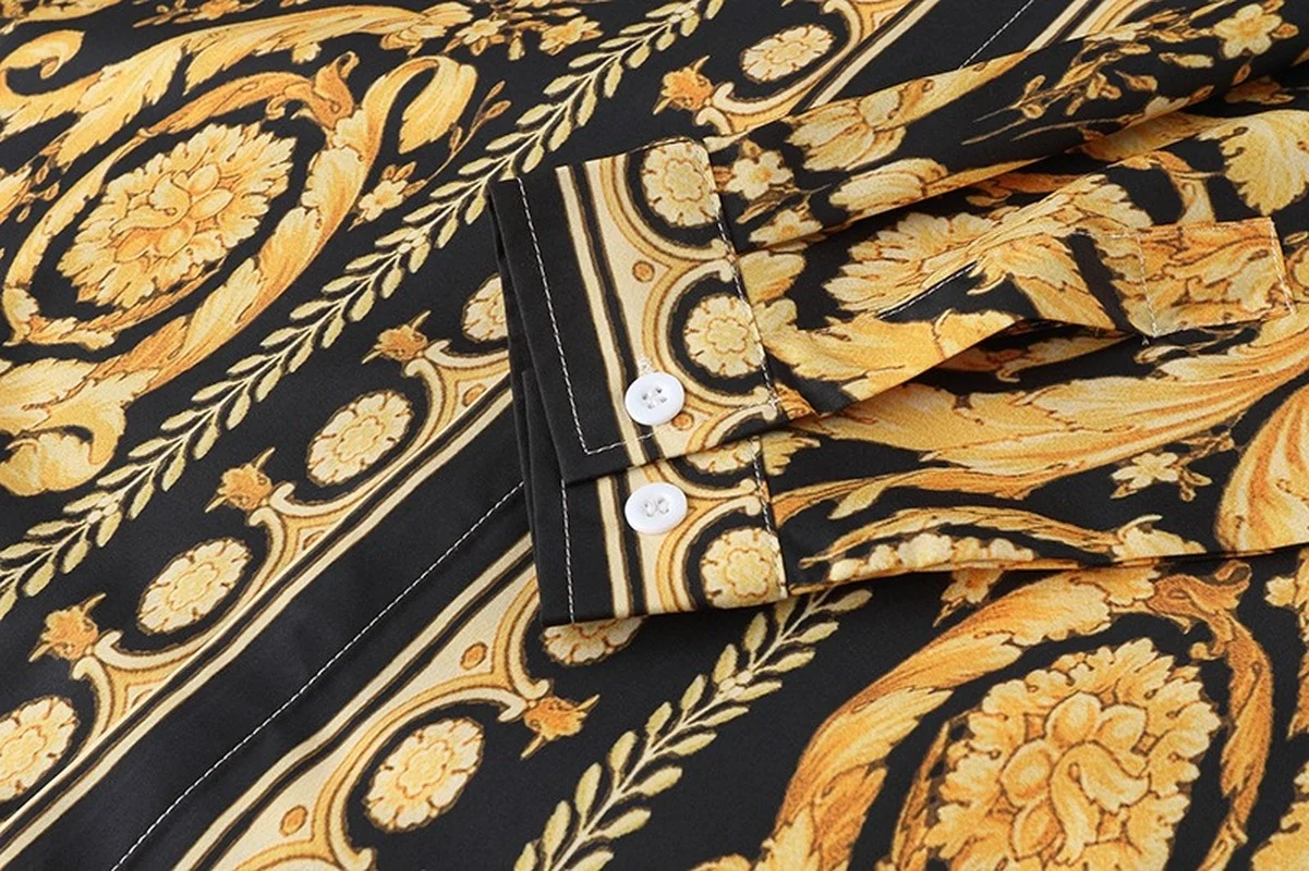 Luxury Royal Shirt Men 2021 Brand Long Sleeve Mens Dress Shirts Baroque Floral Print Shirt Men Party Formal Shirt Camisas Hombre