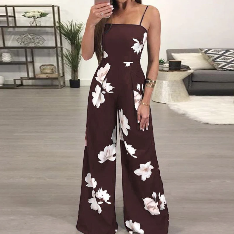 

New arrival Women's Strap Sleeveless Jumpsuit Polka Dot Wide Leg Romper Ladies Casual Slim Playsuit Holiday Party Wear Summer
