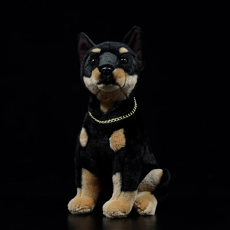 Игрушка плюшевая Doberman Pinscher Реалистичная сидячая собака щенок мягкая Набивная