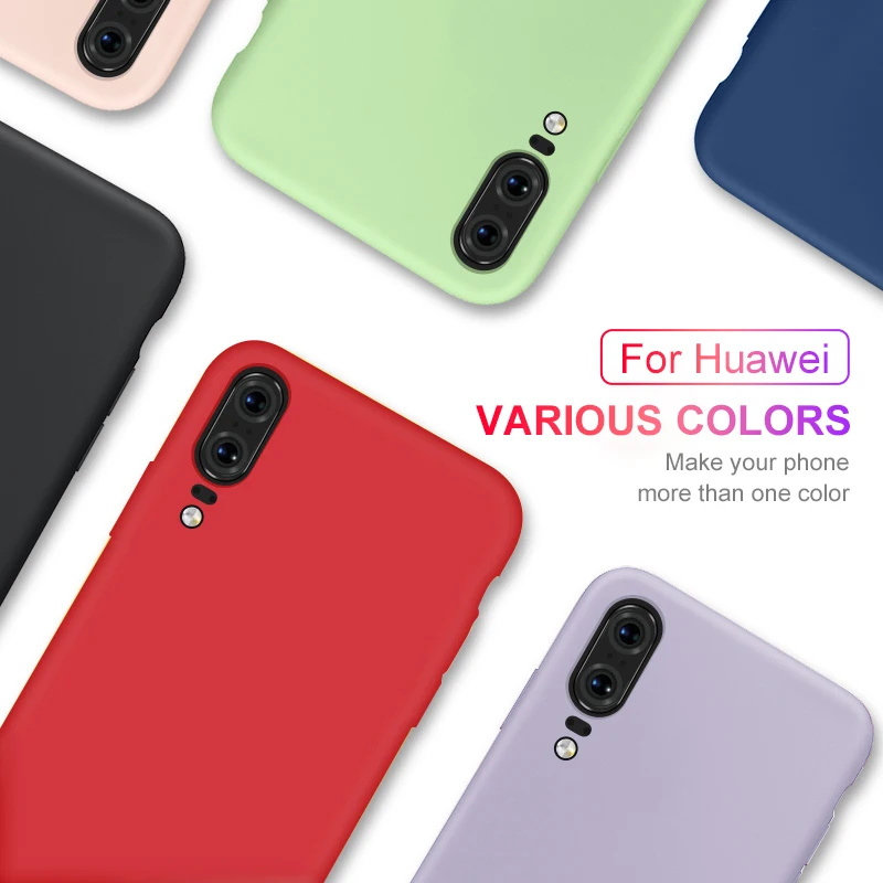 Жидкий силиконовый чехол для Huawei P30 Lite оригинальный телефона P20 Pro Mate 20 X чехлы