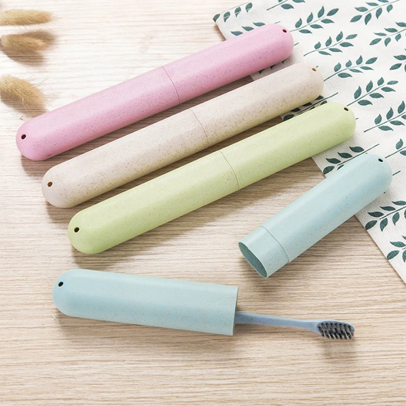 

Portable Tooth Brushes Case Wheat Straw Travel Toothbrush Chopsticks Pencil Box