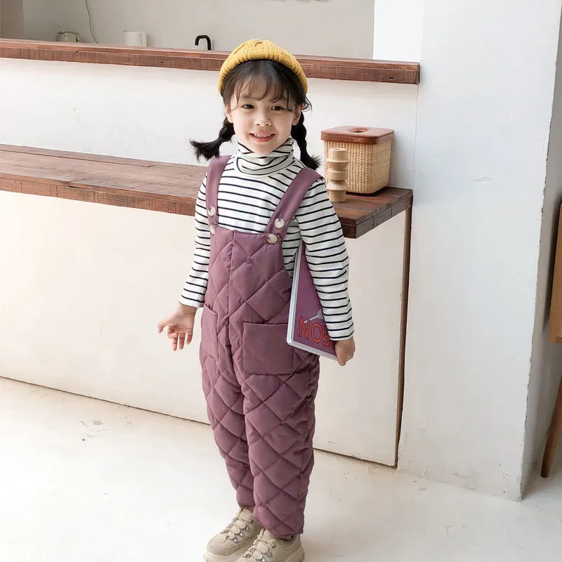 LILIGIRL/пуховые хлопковые комбинезоны для маленьких мальчиков однотонный комбинезон для девочек, детская одежда Новинка года, зимние теплые комбинезоны для детей, штаны