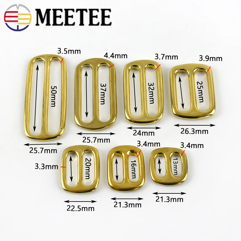 Meetee 4 шт. ID13mm-50mm чистый Медь Tri-скользящая Пряжка DIY сумка пряжки для регулировки